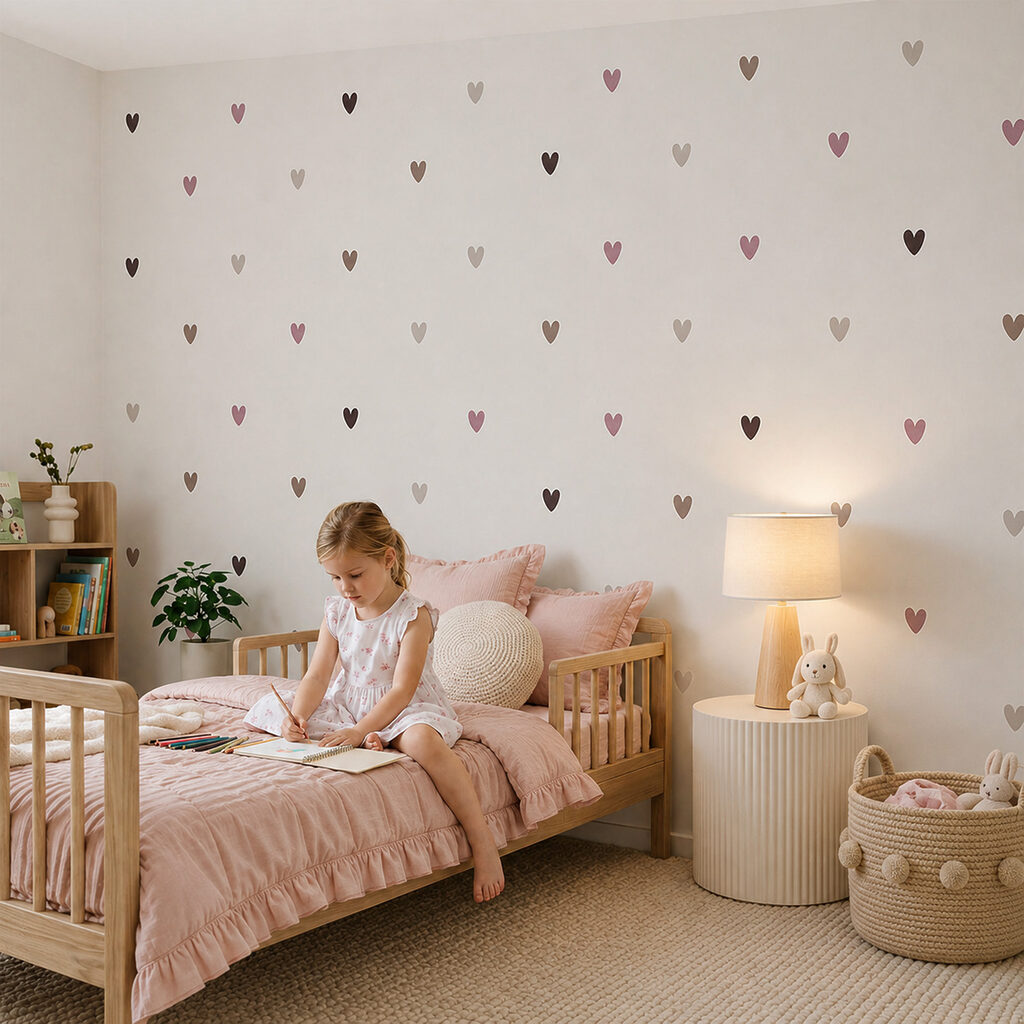Petits cœurs bien espacés dans un intérieur