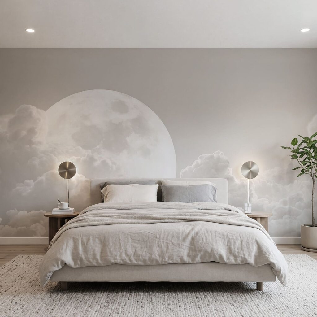 Pleine lune et nuages dans un intérieur
