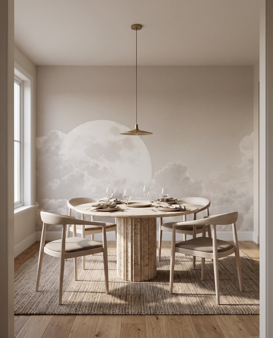 Pleine lune et nuages dans un intérieur