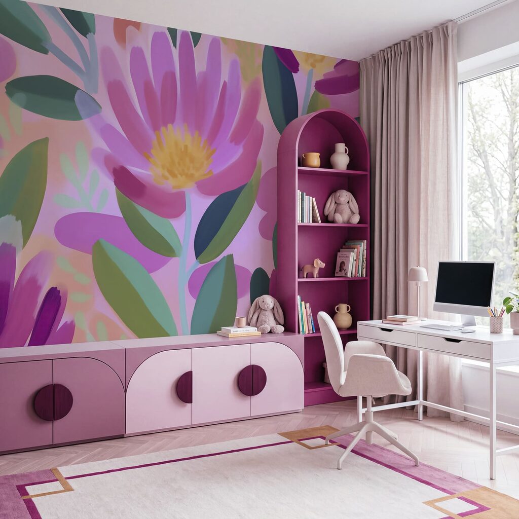 Fleurs en larges touches dans un intérieur