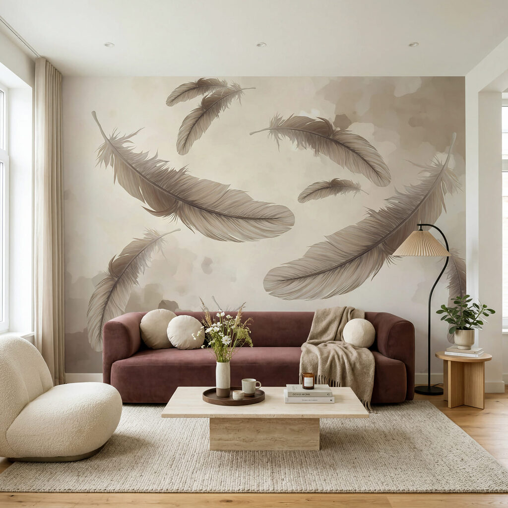 Plumes flottantes dans un intérieur