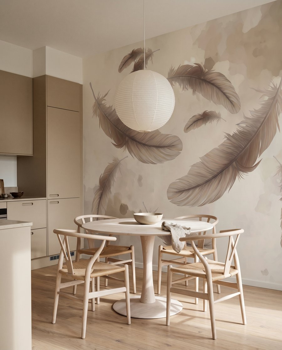 Plumes flottantes dans un intérieur