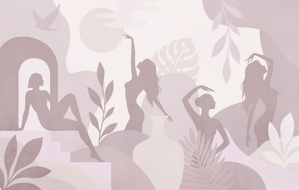 Silhouettes féminines en mouvement — motif complet