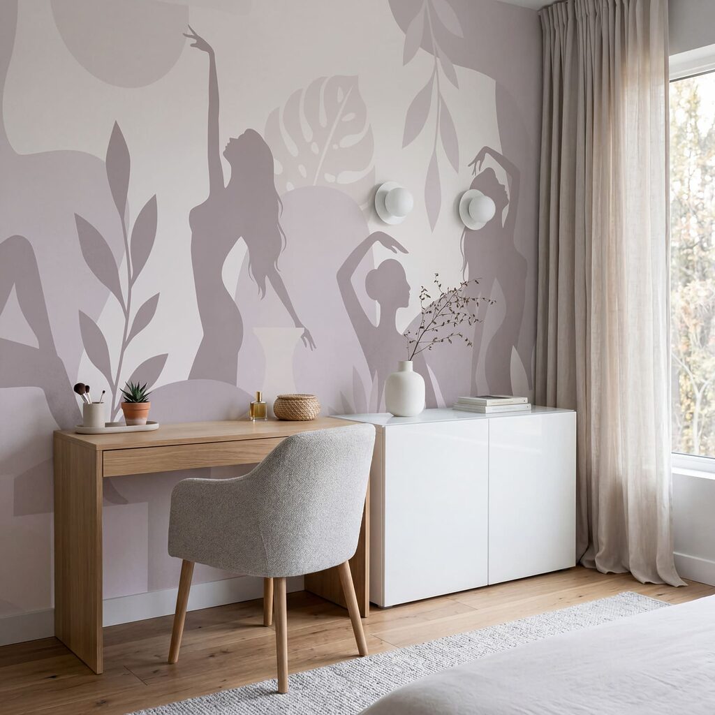Silhouettes féminines en mouvement — intérieur 1