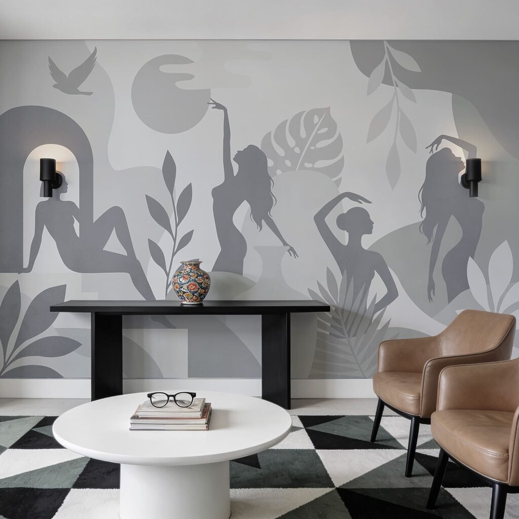 Silhouettes féminines en mouvement — intérieur 2