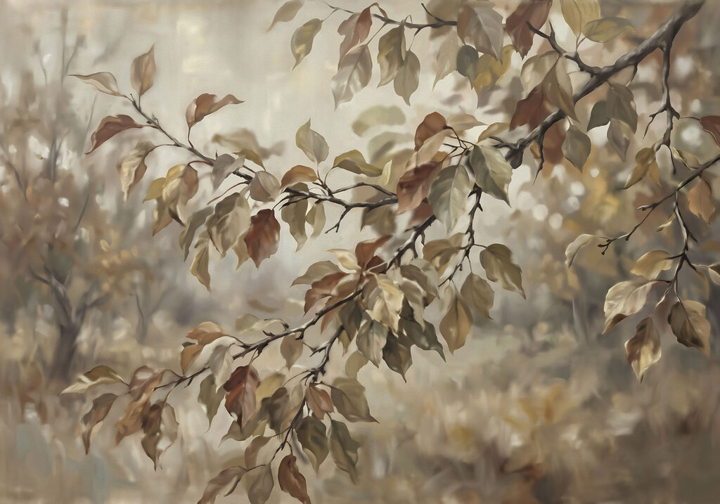 Rameaux feuillus en contre-jour — motif complet