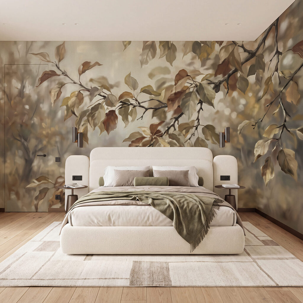 Rameaux feuillus en contre-jour — intérieur 1
