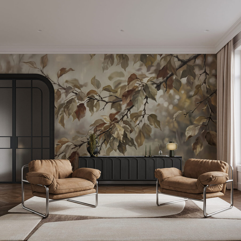 Rameaux feuillus en contre-jour — intérieur 2