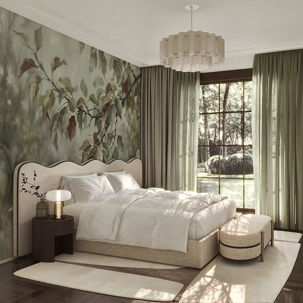 Rameaux feuillus en contre-jour — intérieur 2