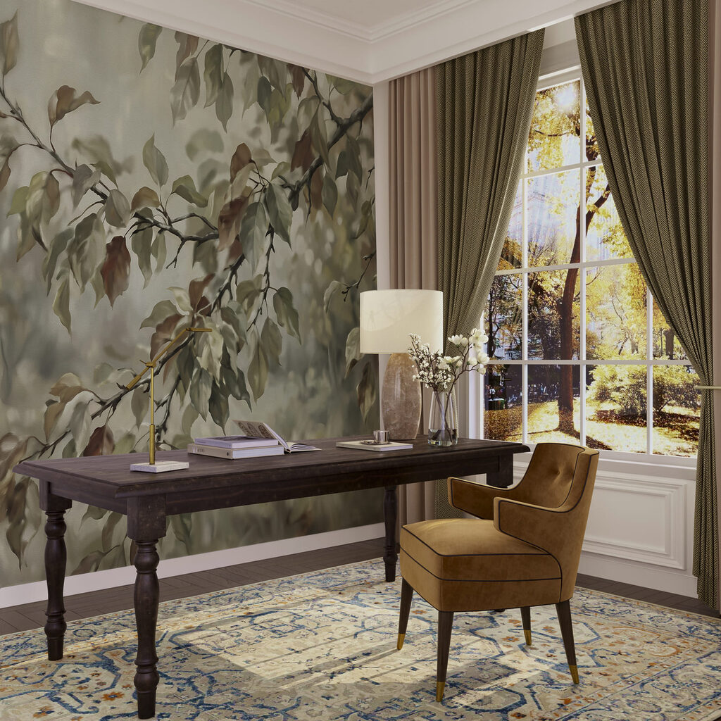Rameaux feuillus en contre-jour — intérieur 3