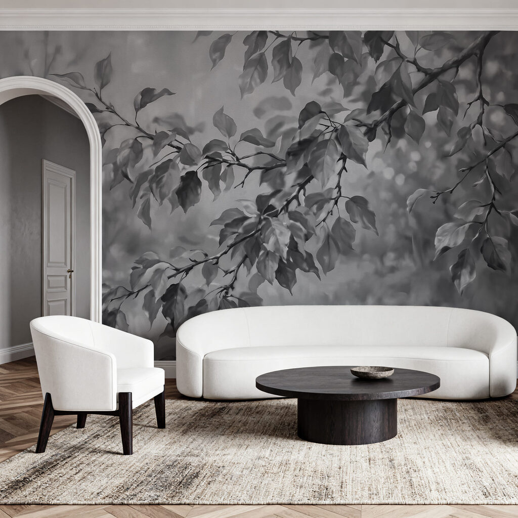 Rameaux feuillus en contre-jour — intérieur 2