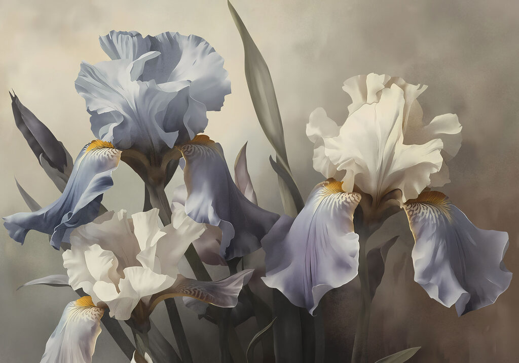 Iris aux touches classiques — motif complet