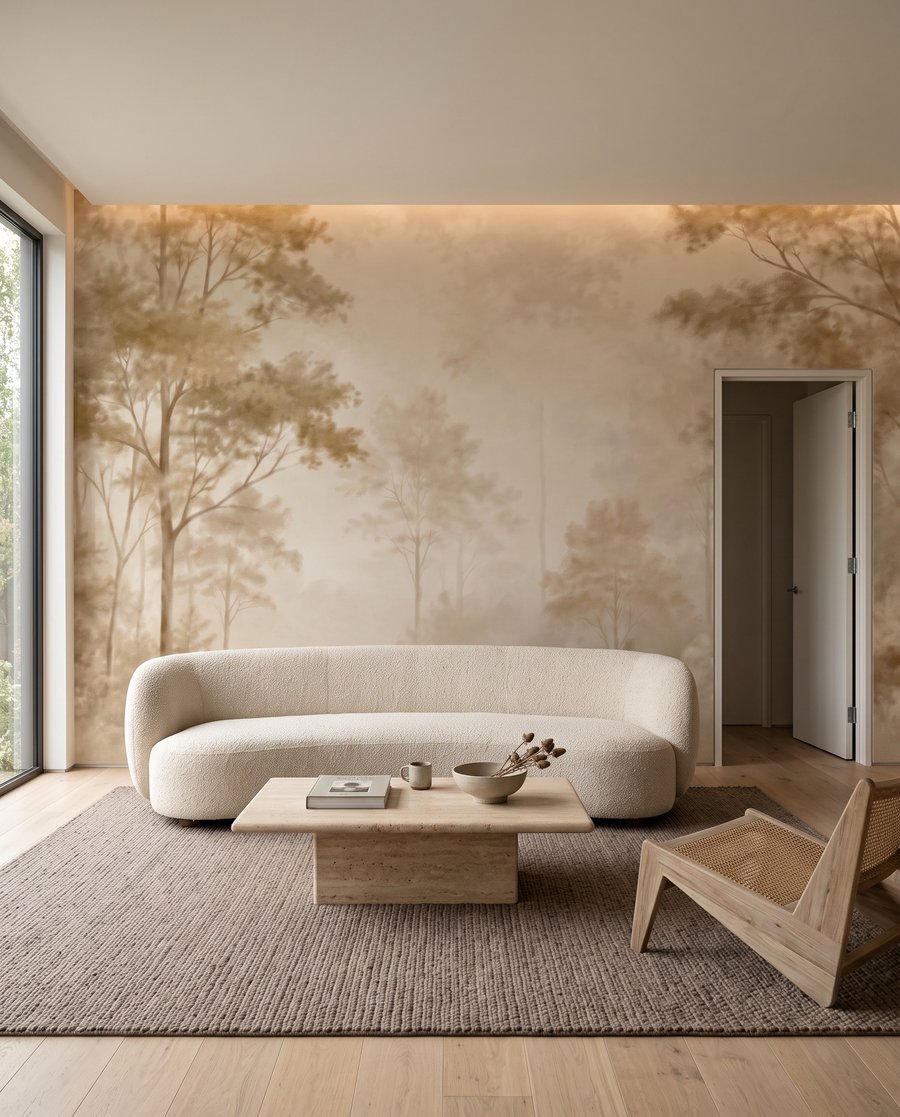 Lumière entre arbres pâles — intérieur 4