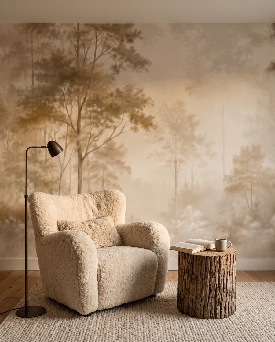 Lumière entre arbres pâles — intérieur 5