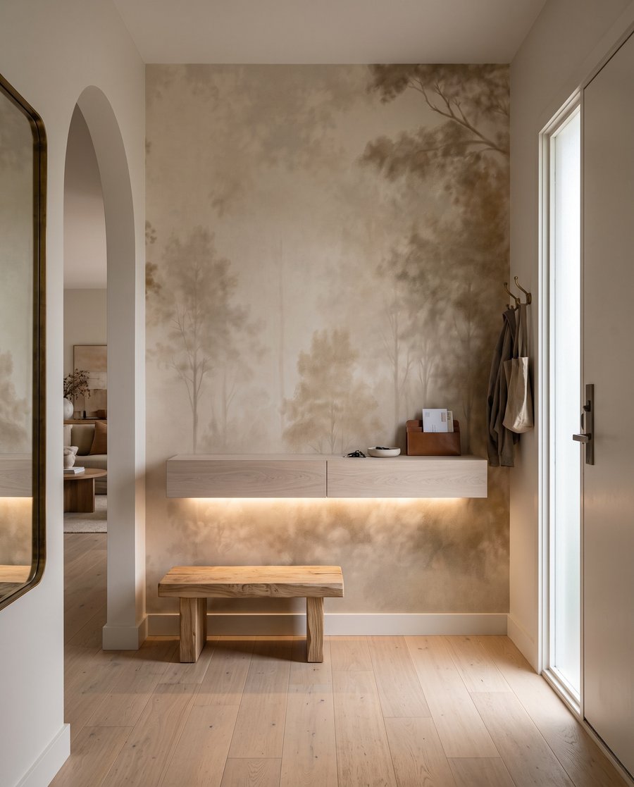 Lumière entre arbres pâles — intérieur 6
