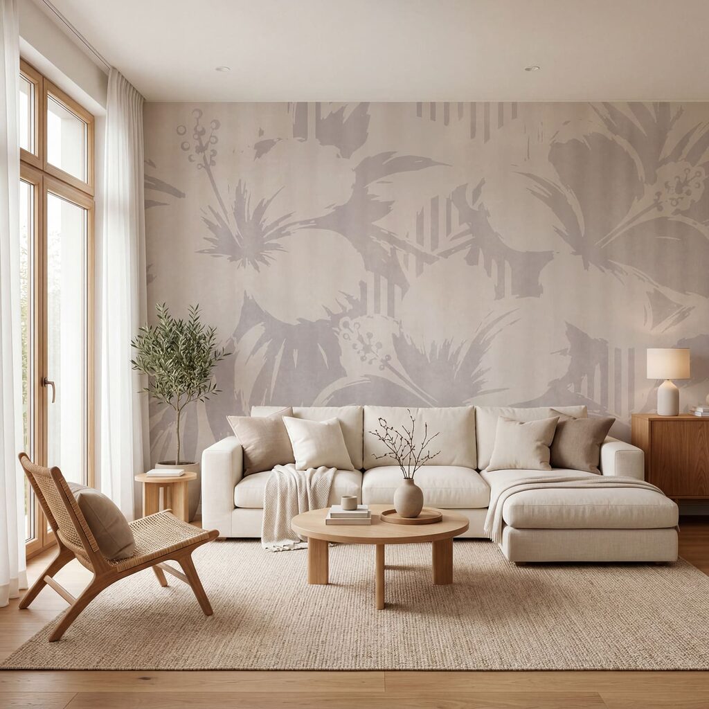 Silhouettes végétales sur rayures — intérieur 2