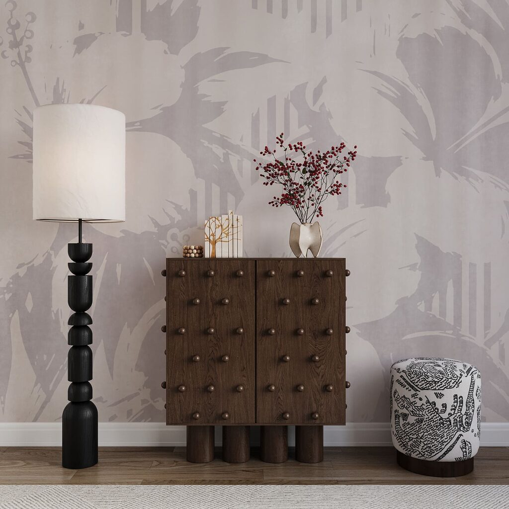 Silhouettes végétales sur rayures — intérieur 3
