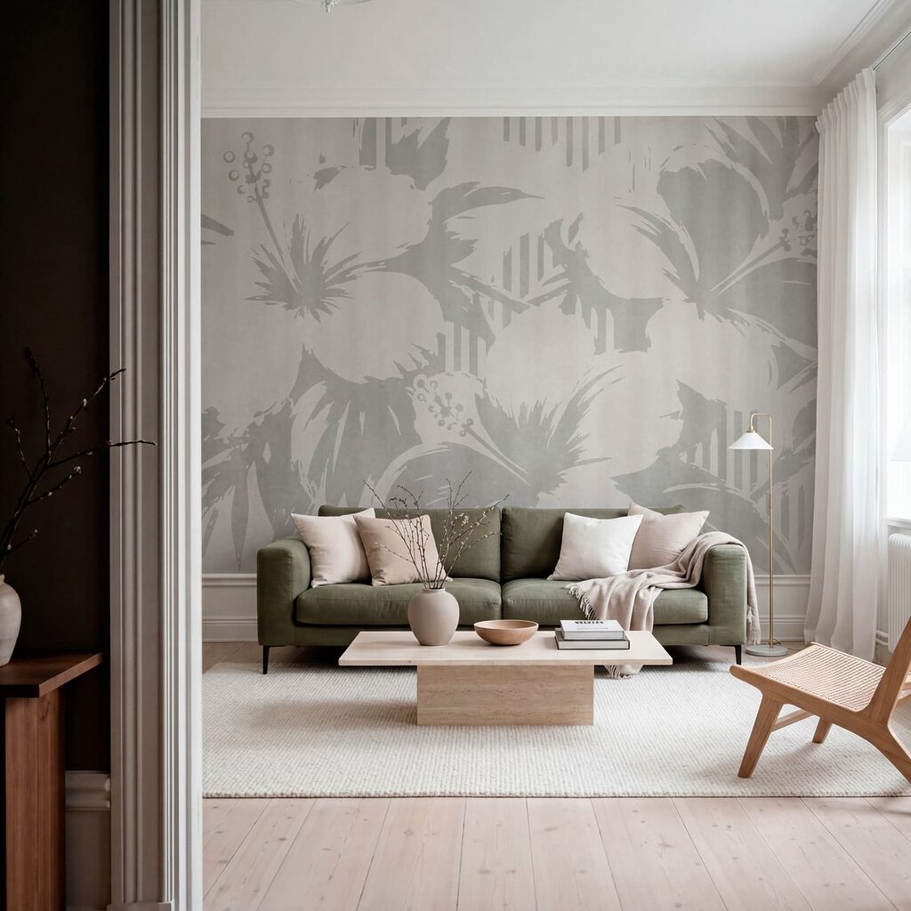 Silhouettes végétales sur rayures — intérieur 3