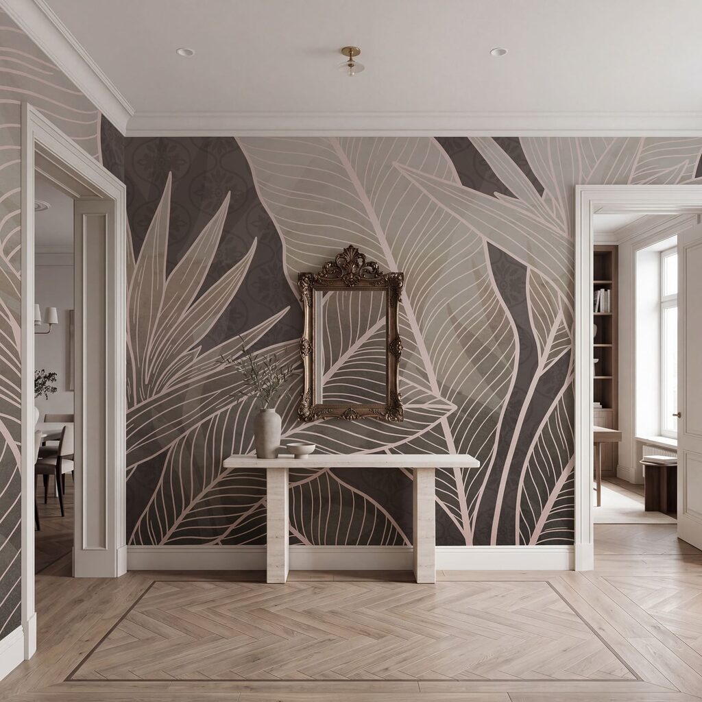 Feuilles tropicales nervurées — intérieur 1