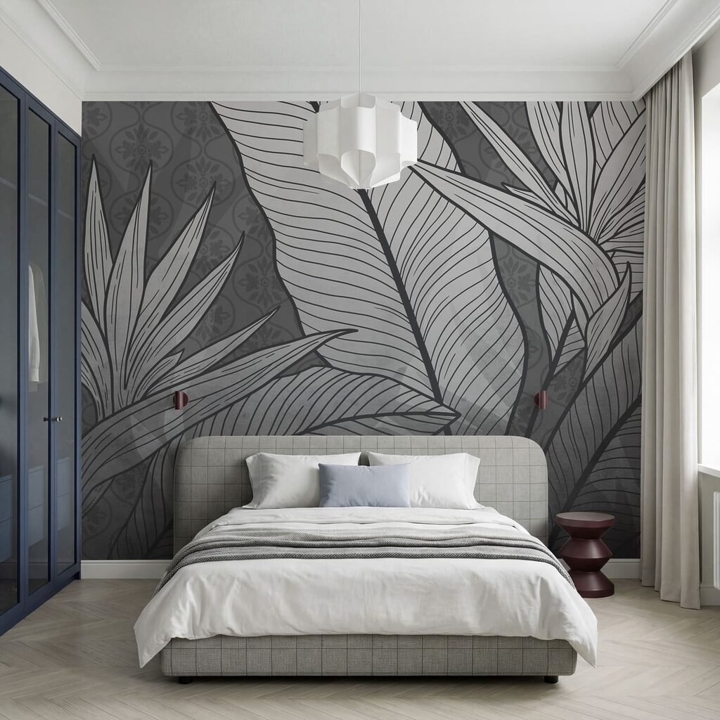 Feuilles tropicales nervurées — intérieur 1