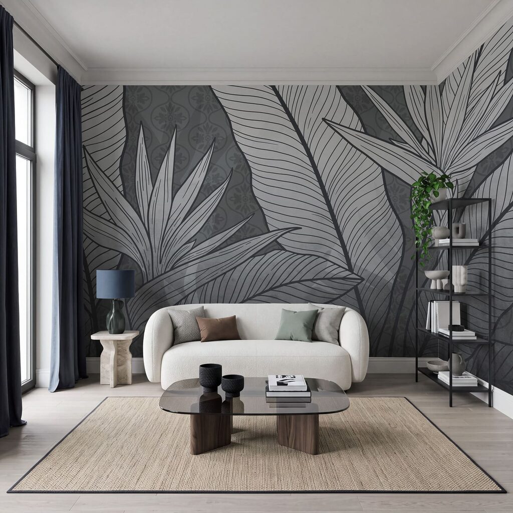 Feuilles tropicales nervurées — intérieur 2