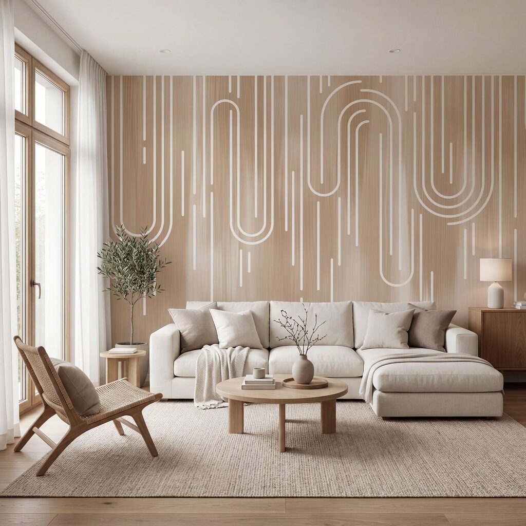 Boucles lumineuses sur rayures dans un intérieur