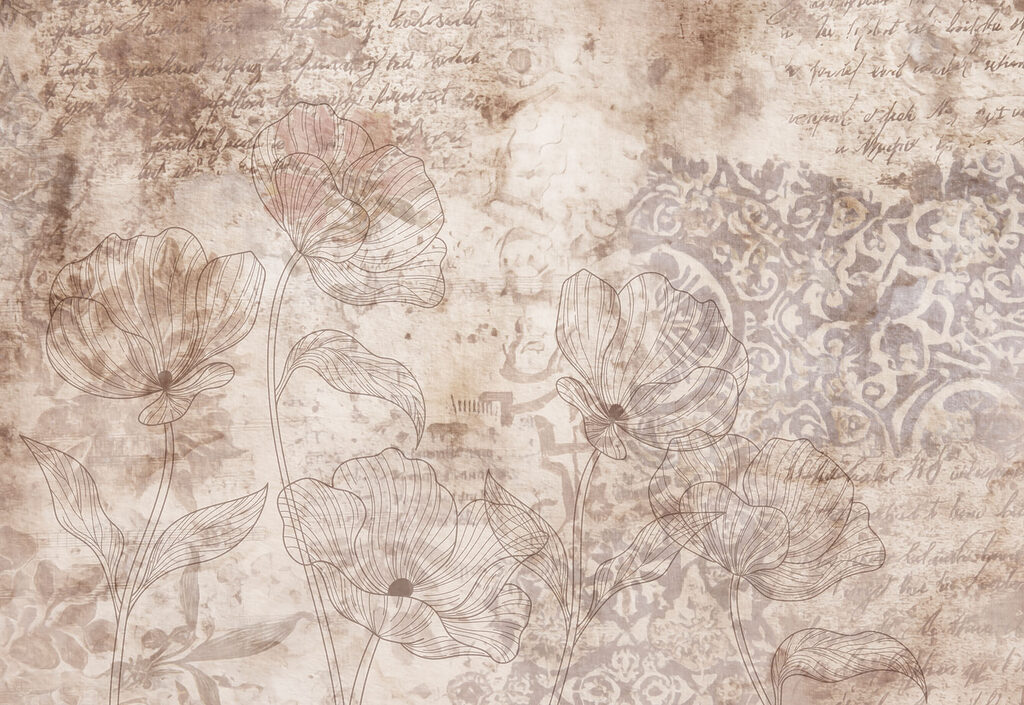 Fleurs et ornements anciens — motif complet