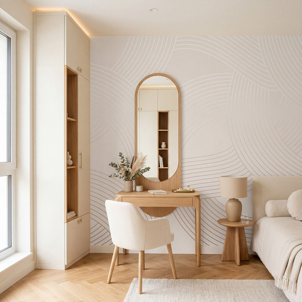 Arcs de lignes entrelacés dans un intérieur