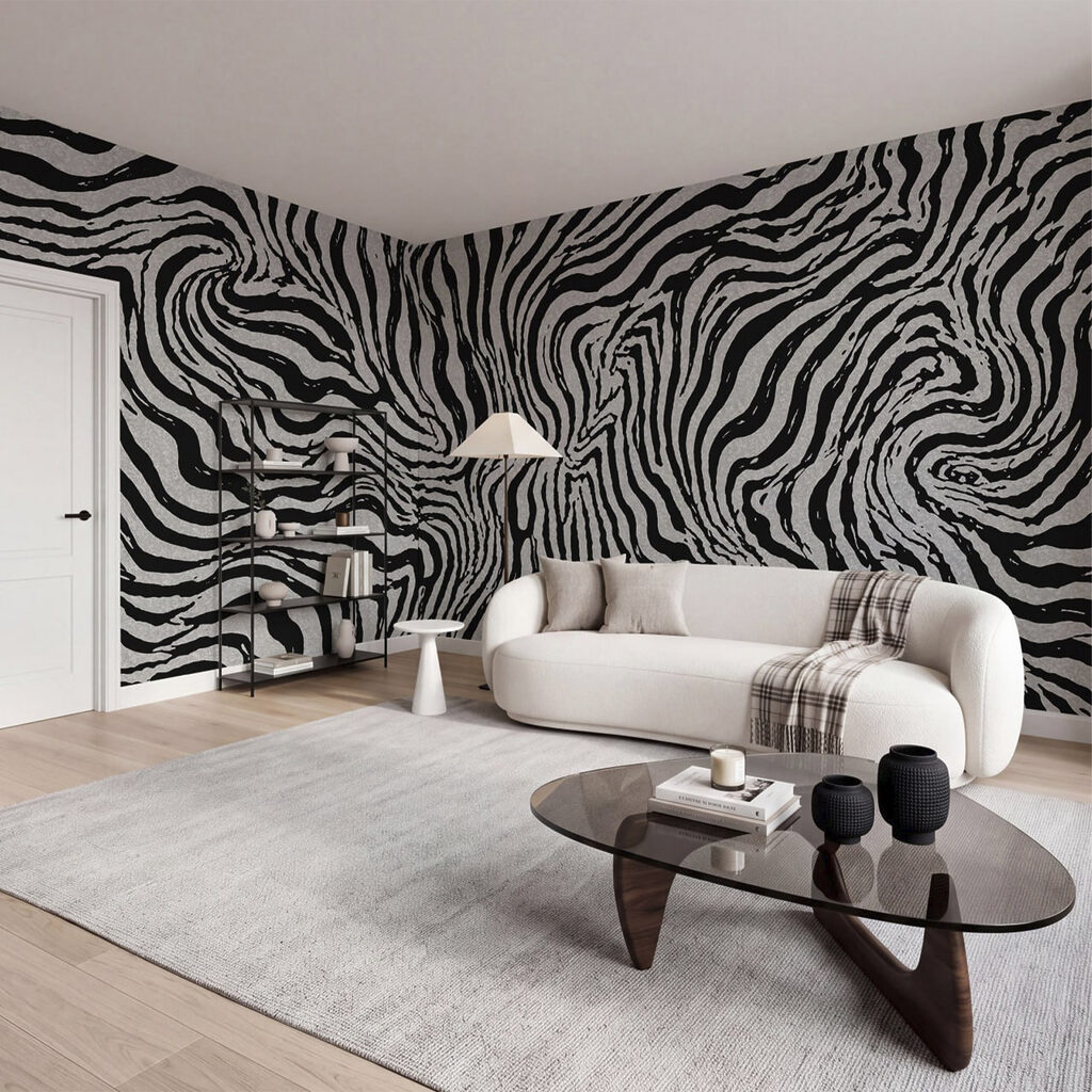 Rayures zébrées en mouvement dans un intérieur