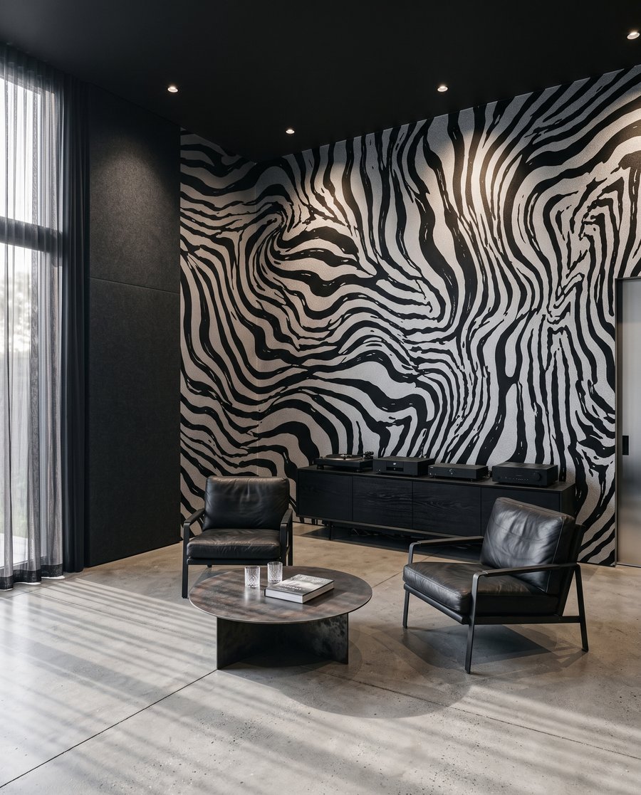 Rayures zébrées en mouvement dans un intérieur