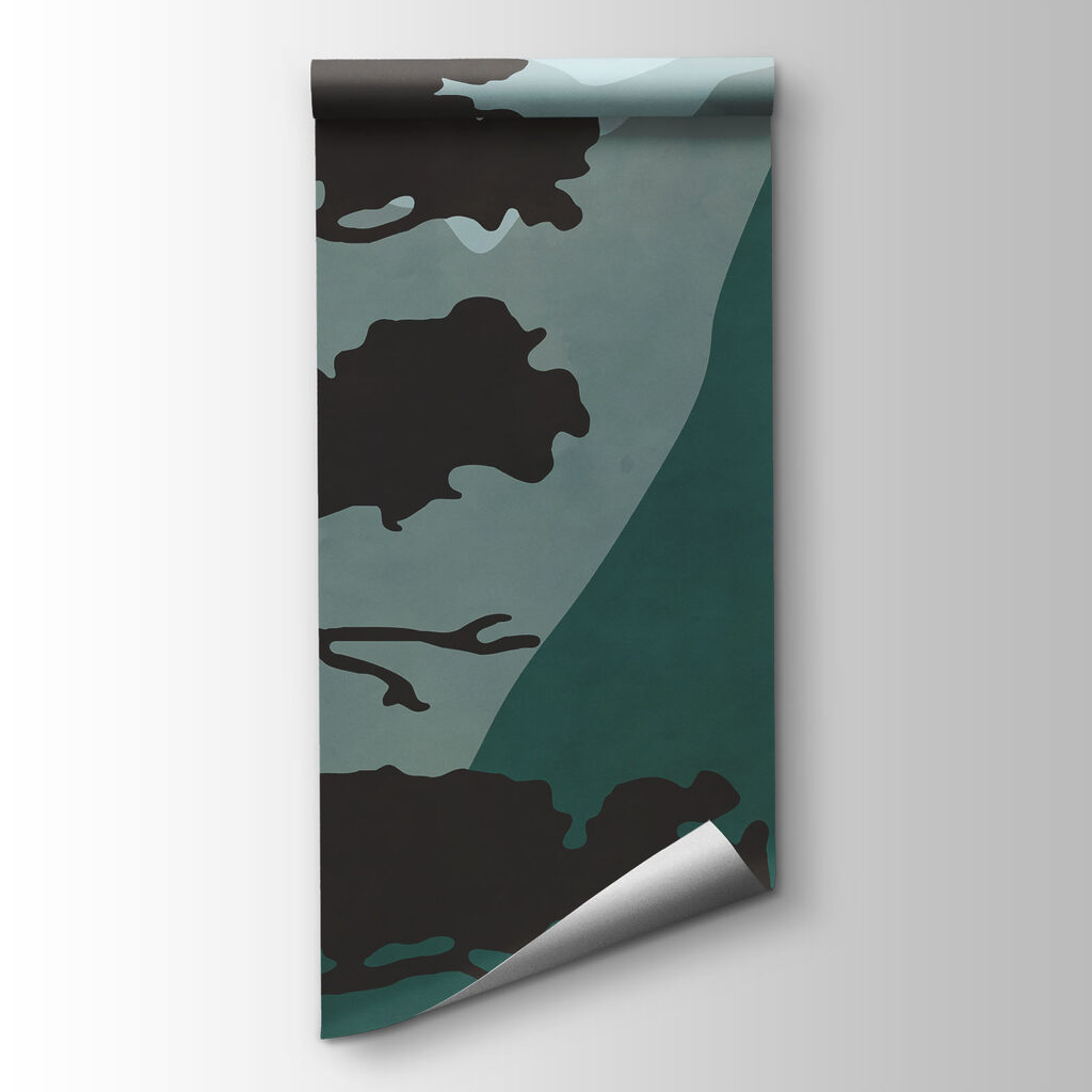 Pins et montagnes colorées — vue du produit