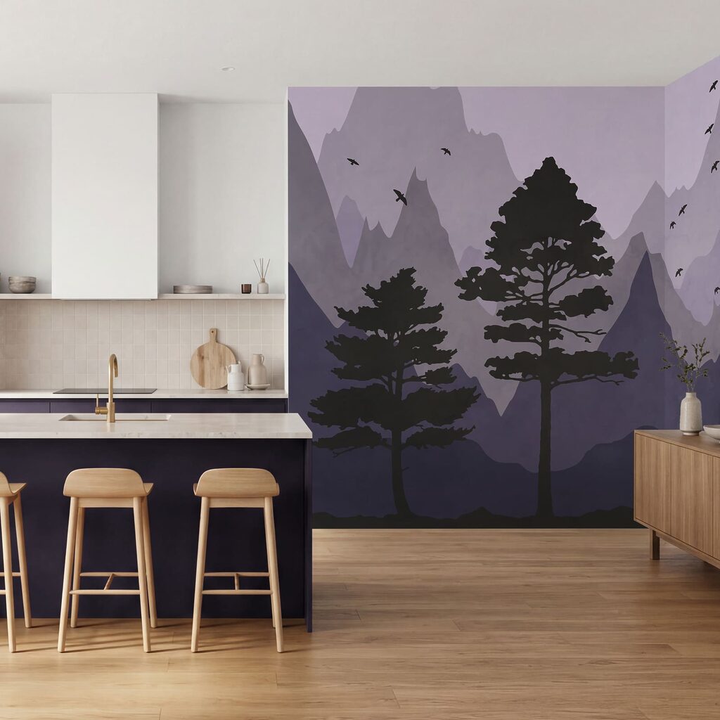 Pins et montagnes colorées — intérieur 2