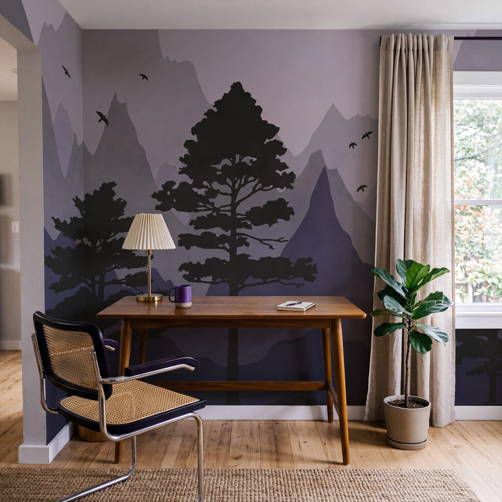 Pins et montagnes colorées — intérieur 3