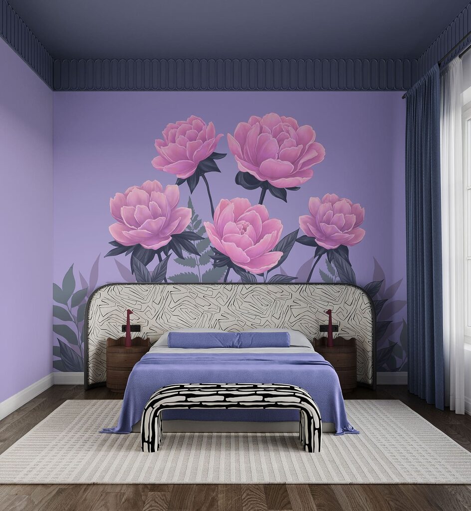 Fleurs roses sur lilas — intérieur 2
