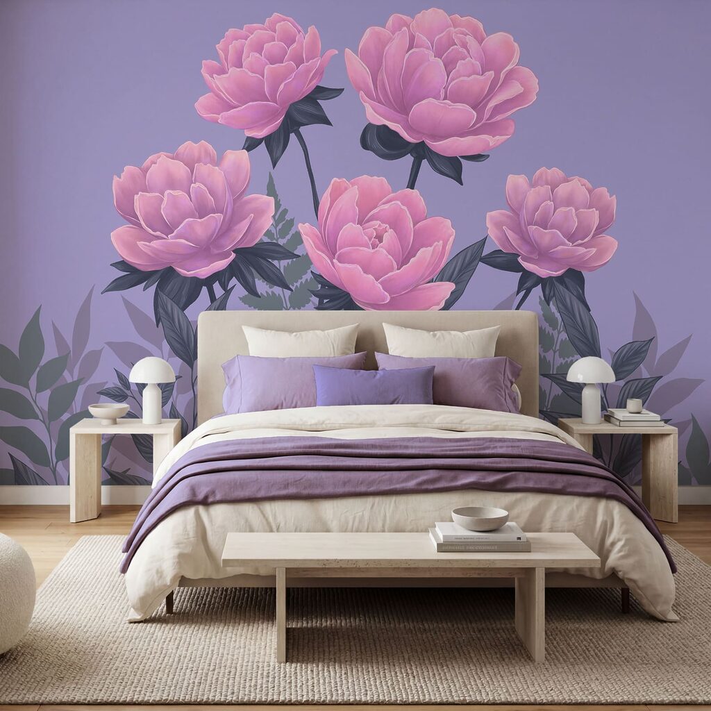 Fleurs roses sur lilas — intérieur 1