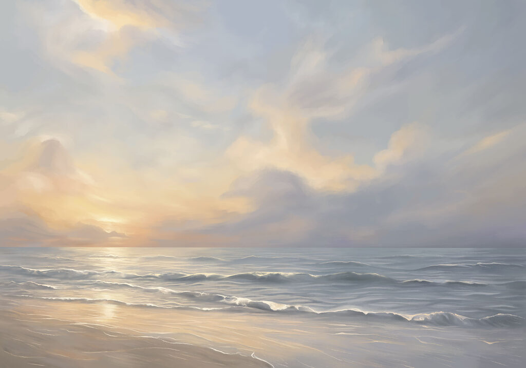 Couchant sur les vagues — motif complet