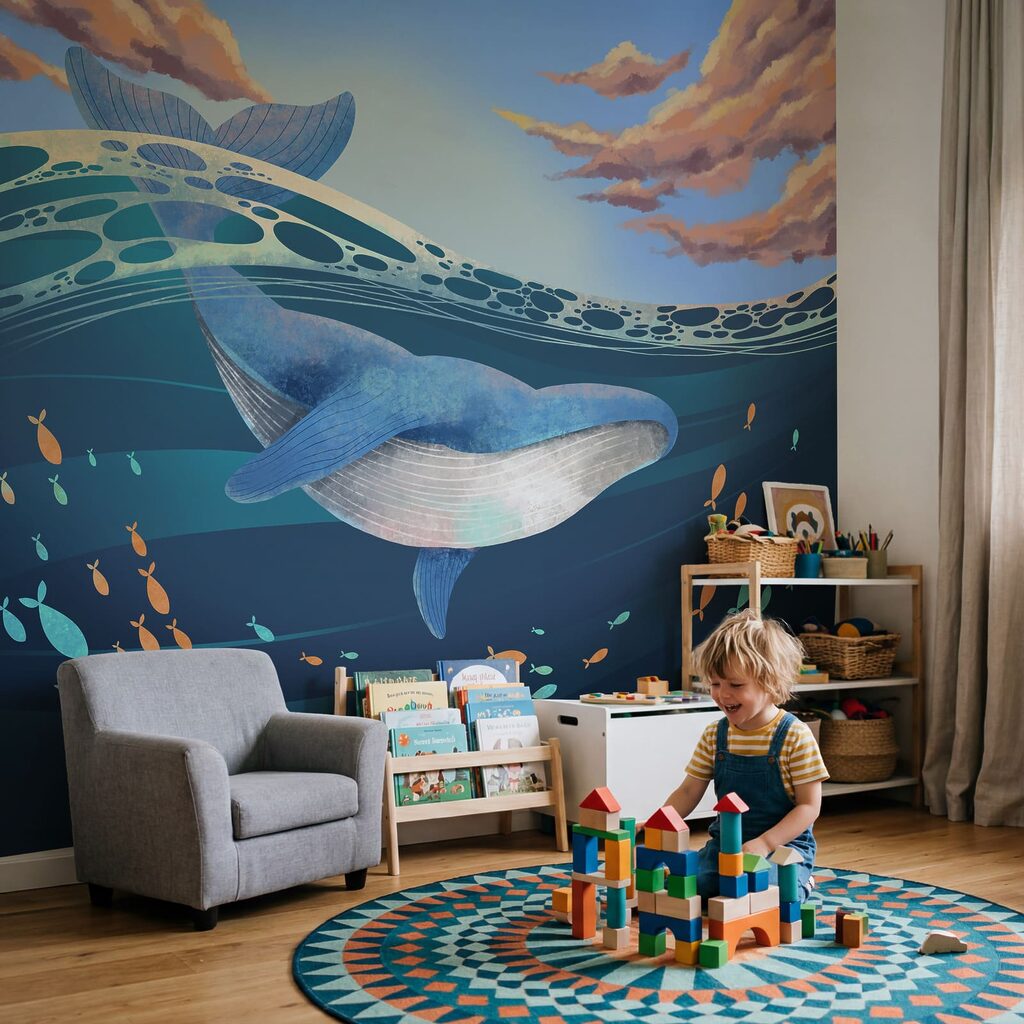Baleine sous les vagues — intérieur 1