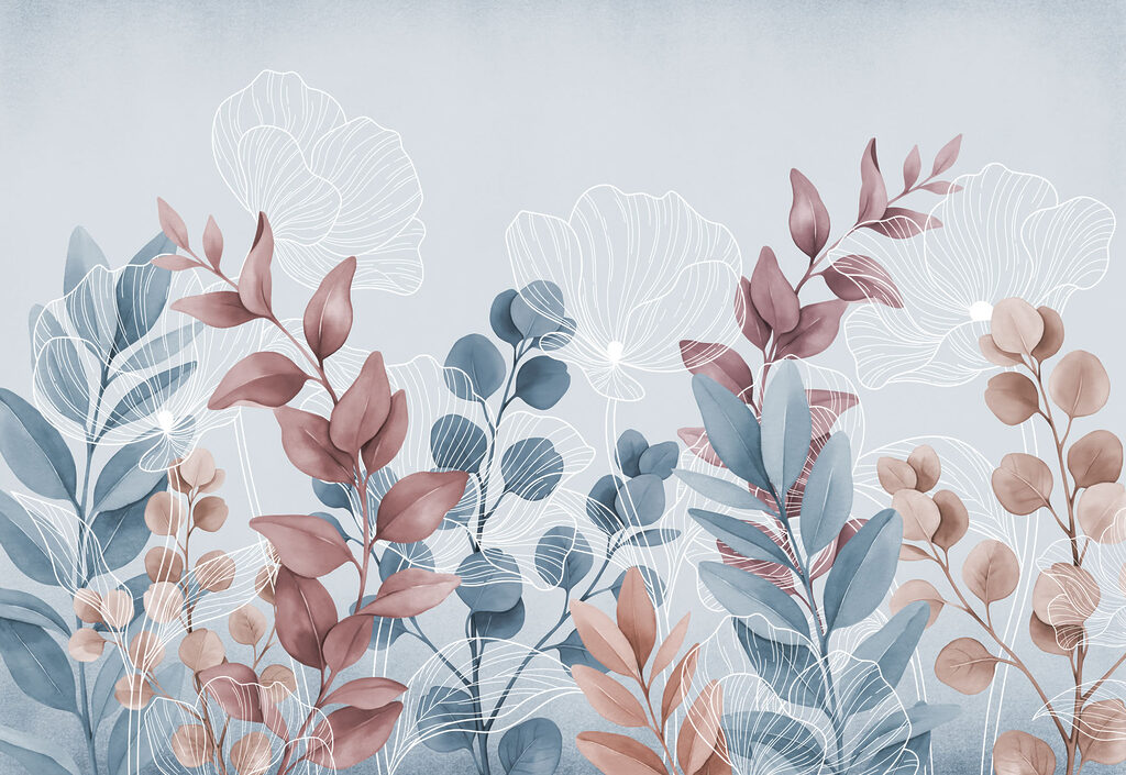 Feuilles aux nervures blanches — motif complet