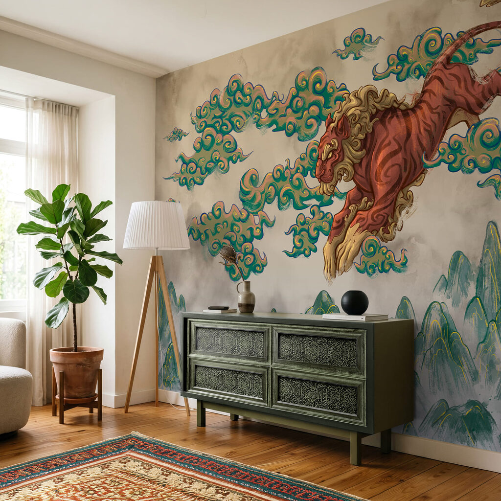 Tigre sur nuages peints — intérieur 2
