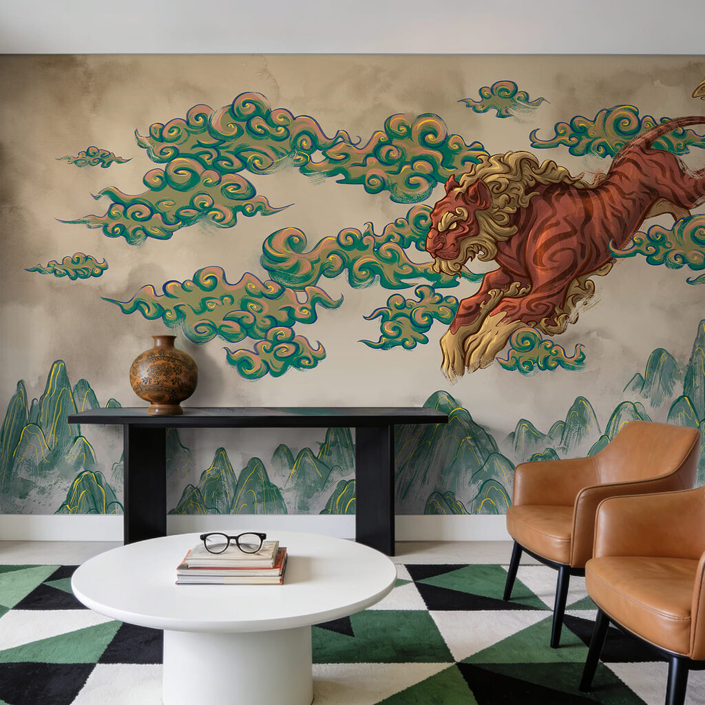 Tigre sur nuages peints — intérieur 3