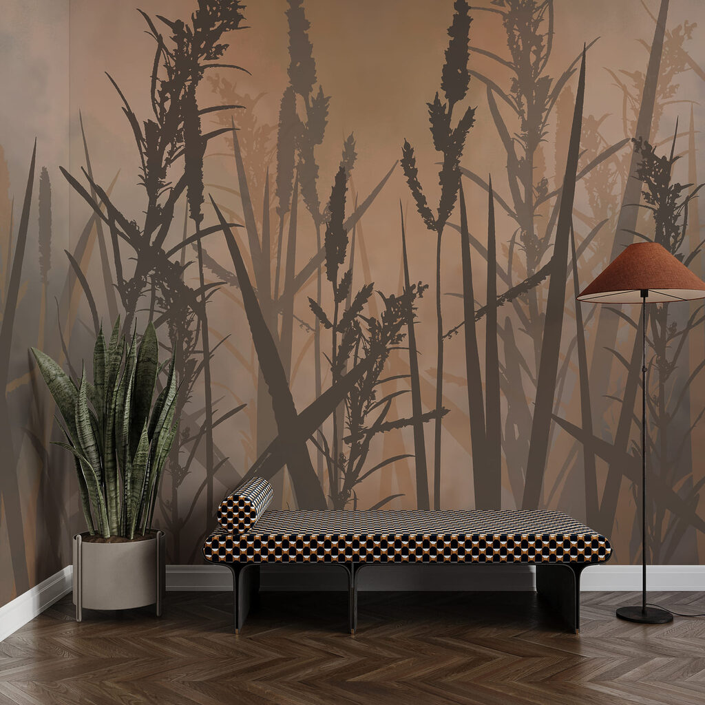 Herbes dans l’ombre peinte dans un intérieur