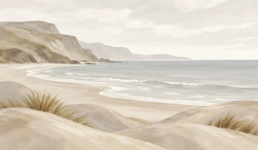 Plage et falaises — motif complet