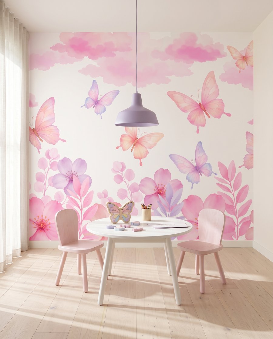 Papillons sur bordure fleurie — intérieur 2