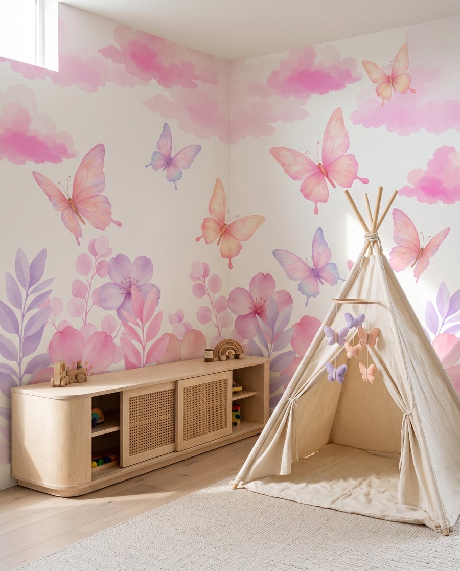 Papillons sur bordure fleurie — intérieur 3