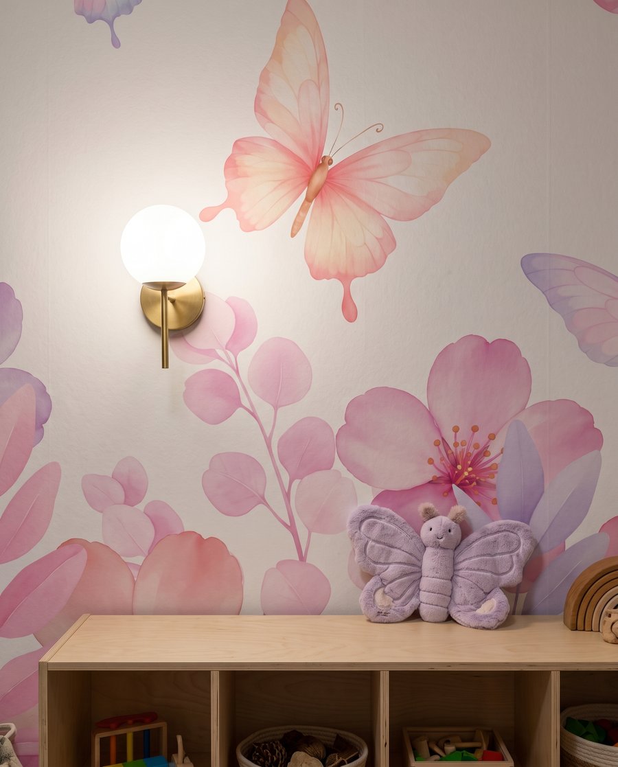Papillons sur bordure fleurie — détail