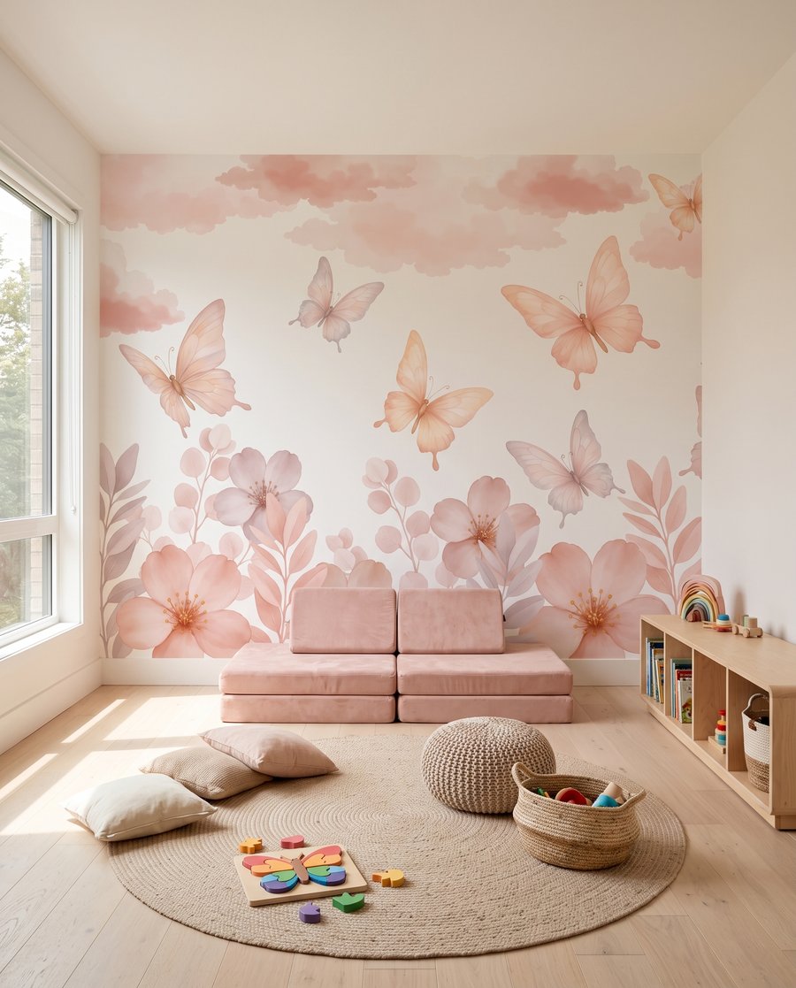 Papillons sur bordure fleurie — intérieur 2