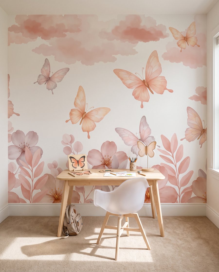 Papillons sur bordure fleurie — intérieur 3