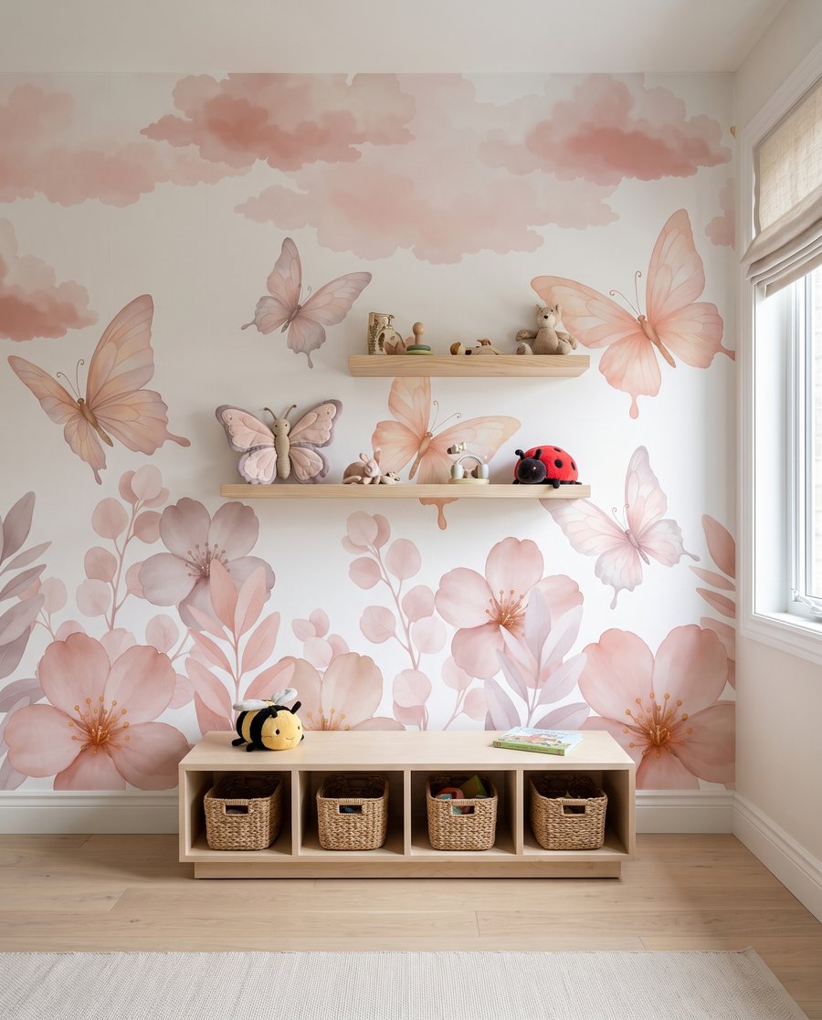 Papillons sur bordure fleurie — intérieur 4