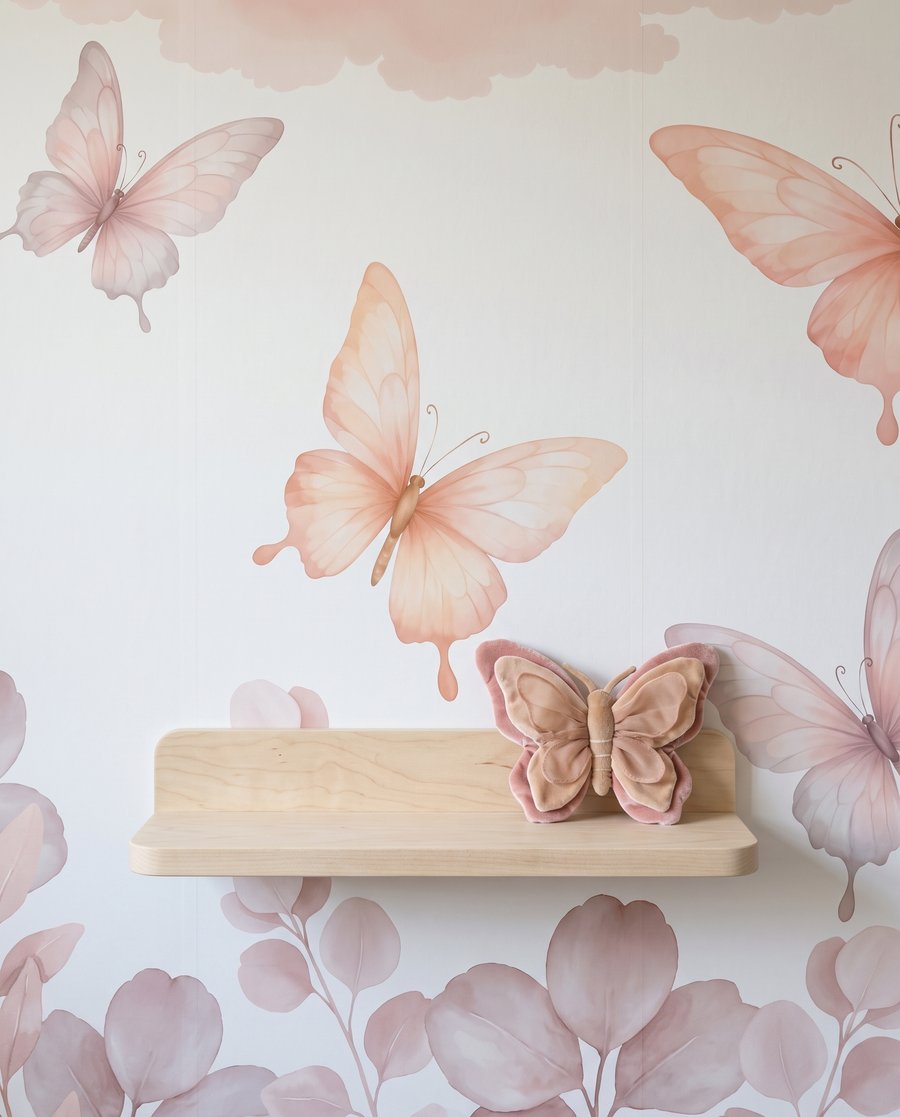 Papillons sur bordure fleurie — détail