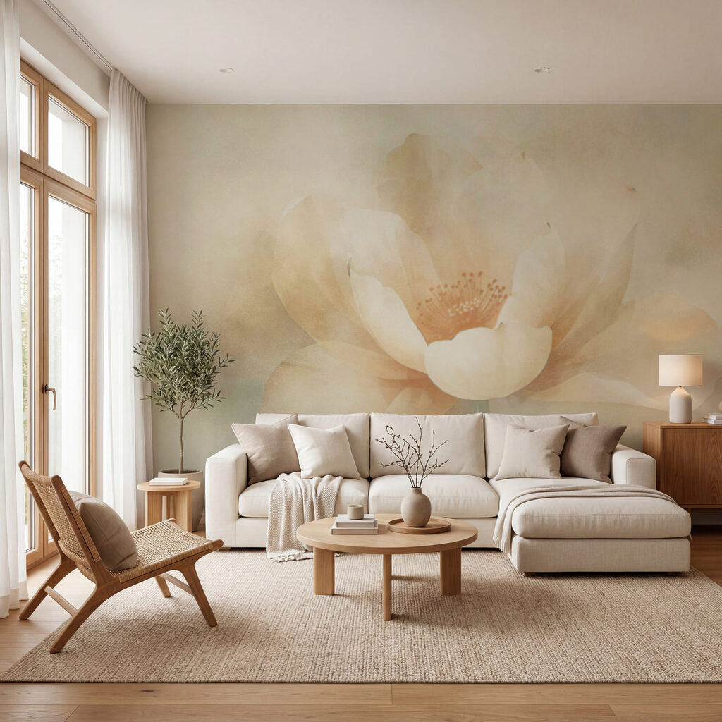 Une fleur s’éveille dans un intérieur